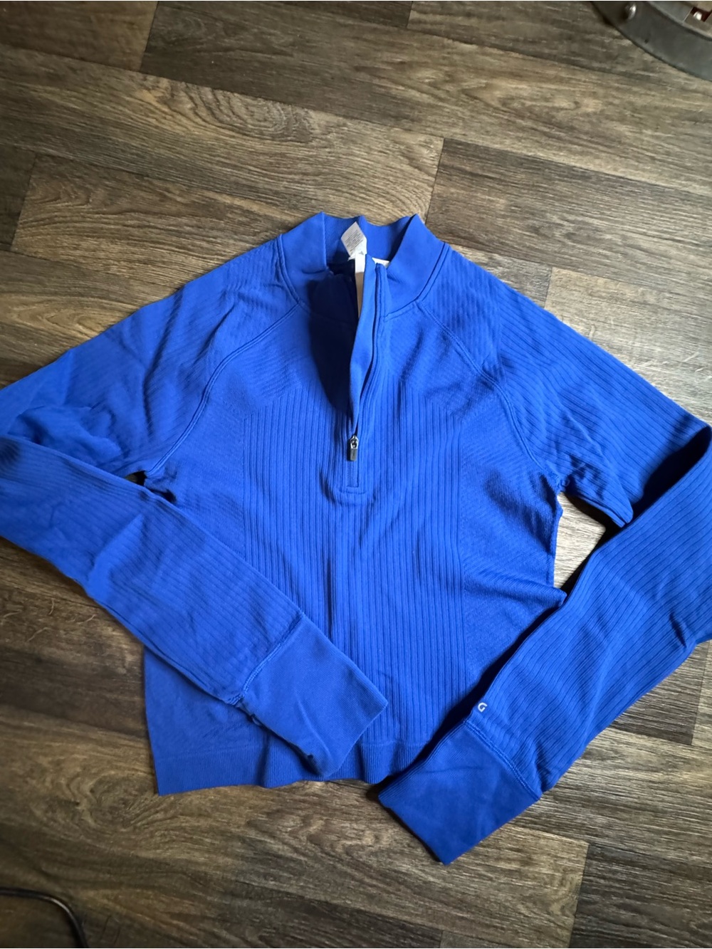 DSG Electric Blue Ribbed Quarter-Zip Crop Top